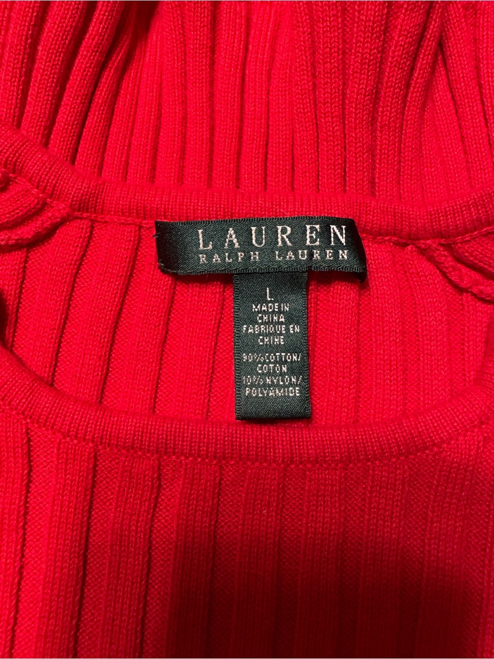 Lauren Ralph Lauren Classic Ribbed Short-Sleeve Top - Red Size L - Picture 5 of 6